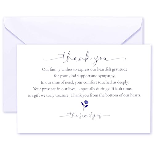 Thank You cards for Funeral with Envelopes Message Inside | 25 Pack 4×6 Inch Sympathy Thank You Cards After Funeral Notes - size: 25 Pack