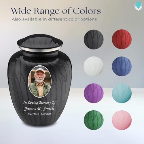Geturns Embrace Adult Personalized Picture Cremation Urns for Human Ashes I Large Photo Pearl Black Funeral Urn for Men and Women I 200 lbs - color: Pearl Black