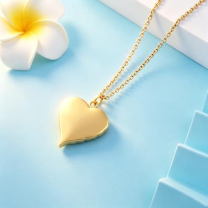 Heart Cremation Urn Necklace Human Ashes Jewelry for Women Men Engraved Your Wings were Ready but My Heart was Not Angel Wings Memorial Pendant Necklace Gift for Family Members - color: Gold
