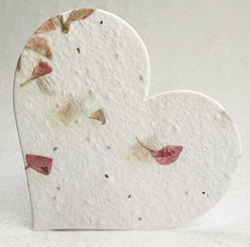 Of The Earth Handmade Paper - Wildflower Seed Paper Large Hearts - Recycled Flower Petals - Bulk Set of 100 (24s Pink Petal) - color: 24s Pink Petal
