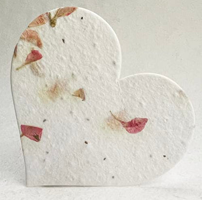 Of The Earth Handmade Paper - Wildflower Seed Paper Large Hearts - Recycled Flower Petals - Bulk Set of 100 (24s Pink Petal) - color: 24s Pink Petal