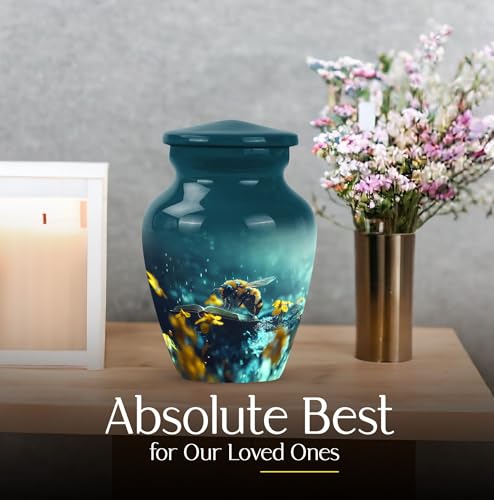Bee Funeral Urns for Human Ashes Adult Female - Cremation for Men Ashes - Small Keepsake Urn for Women - Mini Human Urns - Burial Adult Urn for Male - 3 Inch - Pack of 1