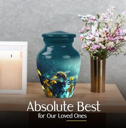 Bee Funeral Urns for Human Ashes Adult Female - Cremation for Men Ashes - Small Keepsake Urn for Women - Mini Human Urns - Burial Adult Urn for Male - 3 Inch - Pack of 1