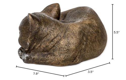 Roman Garden - Bronze Sleeping Cat Statue, 3.5H, Collection, Resin and Stone, Decorative, Gift, Home Outdoor Decor, Durable, Long Lasting