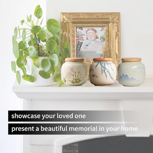 Small Urn Set 6 Piece Ashes Keepsake Ceramic 3inhigh 10 Cubic inches | Capacity 10lb Decorative buried Urns for 6 , non-traditional Token Sharing multiple Memorial container for Human/Pet Funeral