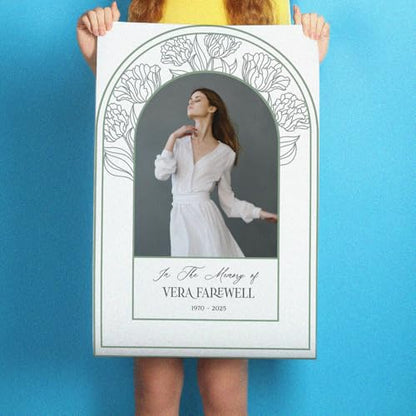 In Loving Memory Sign with Photo - Custom Funeral Welcome Board - Personalized Memorial Display for Services - color: Sign 10