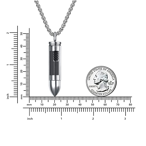 Rnivida Stainless Steel Urn Ashes Pendant Necklace with Cross Bible Verse, Urn Necklace for Men - color: American Flag - A
