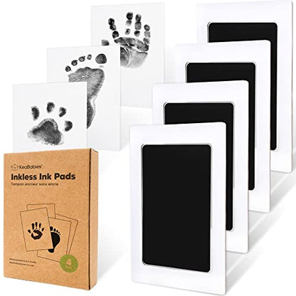 4pk Inkless Baby Hand and Footprint Kit, Mess Free Ink Pads (Jet Black, R) - color: Jet Black, size: 4-Pack, Regular 2.3" x 3.7"