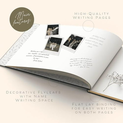Custom 2025 Wedding Guest Book for Reception — Navy Gold-Foiled Guestbook to Sign in, Elegant Baby Shower Guest Book for Party & Birthday — Photo & Polaroid Guest Book for Wedding & Bridal Shower