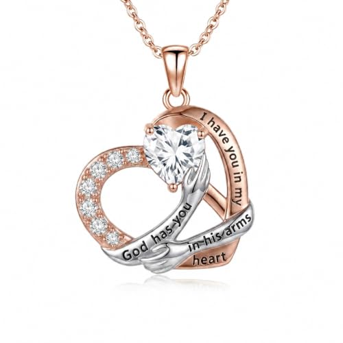 TUGHRA Memorial Heart Necklace, Birthstone Pendant for Loss of Loved One | For loss of mom wife child or loved one 18+2" adjustable birthstone gifts box anniversary or any grief day - color: April birthstone