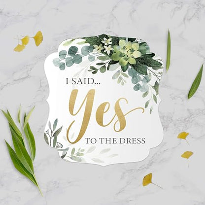 Lush Greenery I Said Yes To The Dress Sign / 10" x 12" Elegant Floral Wedding Shop Sign/Made In The USA - color: Lush Greenery, style: Yes to the Dress