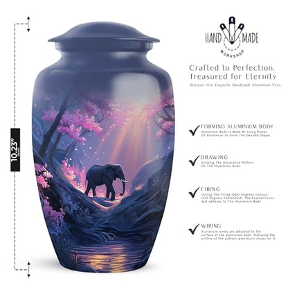 Blue Elephant Cremation Urn for Ashes - Large Adult Urn - 10 Inch - color: Elephant-3, size: 10-inch
