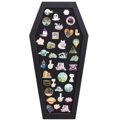 BENECREAT Coffin Pin Display Board, 15.7x7.8x0.7inch, Black Wood Frame - color: Black