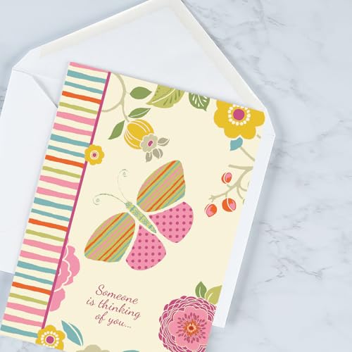 Current Butterfly Cheer Thinking of You Cards with Envelopes - Assortment of 8 Greeting Cards, 4 Designs, Large 5" x 7" Thinking of You Cards for Women - style: Butterfly