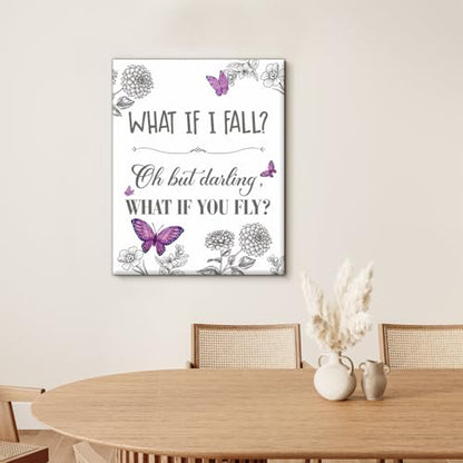 Inspirational Quote Wall Art Purple Butterfly Positive Poster Wall Decor - color: Purple Butterfly