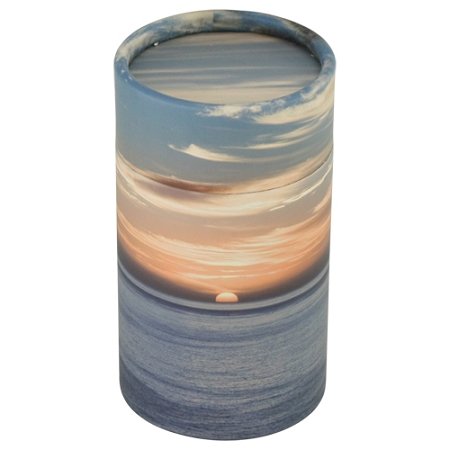 Ocean Sunset Scattering Tube - Extra Small, Biodegradable Cremation Urn for Ashes, Extra Small Sized Cremation Urn, 5.25 Inches High - color: Ocean Sunset