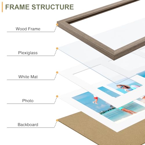 Vittanly 8x14 Collage Picture Frame, Displays 3Pcs 4x6 Photos, Light Taupe - color: Light Taupe, size: 8x14