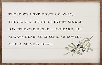 Kendrick Home Funeral Gifts - Those We Love Don't Go Away White Hardwood Memorial Gift for Loss of Loved One, Unique Remembrance Decor, Bereavement and Sympathy Presents for Friends, 16" x 10"