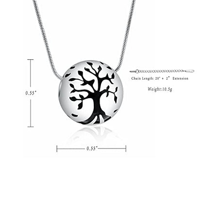 Paw Print Urn Cremation Necklace for Ashes Dog Cat Pet Paw Print Animal Keepsake Memorial Charm Pendant Necklace for Men Women - color: Silver-Tree of life