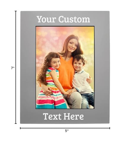 CustomGiftsNow Personalized Add Your Custom Text Engraved Anodized Aluminum Hanging/Tabletop Personalized Group Family Photo Picture Gray Frame (5x7-inch Vertical) - size: 5x7-inch Vertical