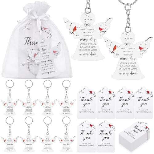 Equsion 60 Set Funeral Keychains for Guests Memorial Favors, Cardinal Bird - style: Cardinal Bird