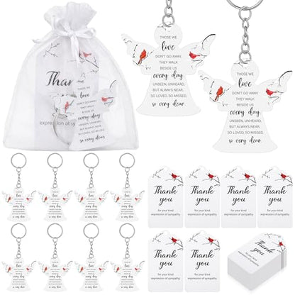 Equsion 60 Set Funeral Keychains for Guests Memorial Favors, Cardinal Bird - style: Cardinal Bird