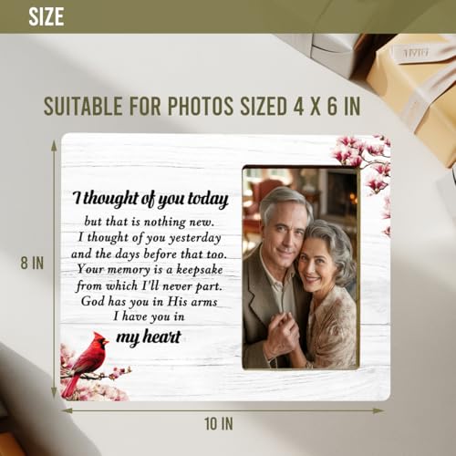 Cardinal Memorial Gifts Picture Frame for Loss of Loved one, Sympathy Gifts Picture Frame, I Thought of You Today - color: Thought