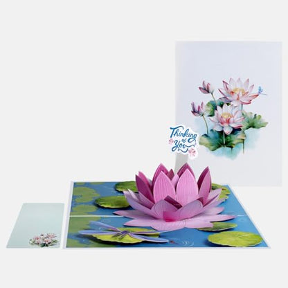 iGifts And Cards Pink Lotus Flower 3D Pop-Up Card – Serene Wishes 6"x8" | Thinking Of You, Get Well, Sympathy, Meditation Theme, Friend, Teacher, Nature Lover, Spiritual Seeker Keepsake, Notecard - color: Pink Lotus