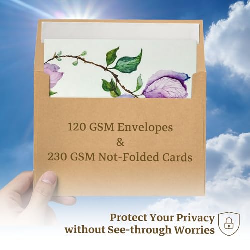 5x7 Brown Kraft Blank Note Cards with Envelopes 100 Pack (Not Folded) - color: Brown, size: 5x7