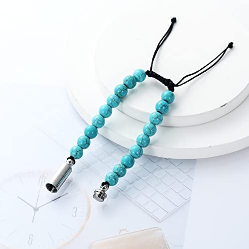 Oinsi Lava Rock Bracelet With Tube Memorial Urn Jewelry For Ashes Of Loved Ones Keepsake Cremation Bracelet Women Men Adjustable Length - color: Blue