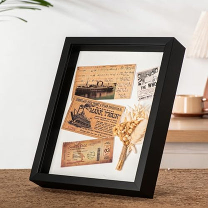 8x10 Shadow Box Frame with Ultra-Clear Glass & Soft Linen Back - color: Black+high Definition Panel + Shatter-proof Packaging, size: 8x10