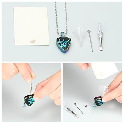 Imrsanl Guitar Pick Cremation Urn Necklace for Ashes - color: Colorful-Guitar Pick