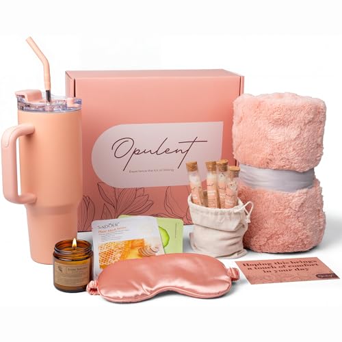 Opulent Self Care Spa Gift Box for Women - Thoughtful Get Well Gift - color: Pink Sand