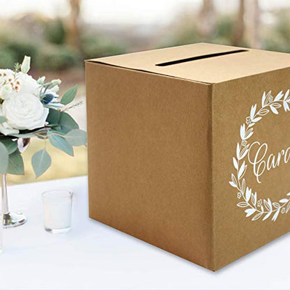 KALEFO Kraft Wedding Card Box for Reception Tables | Cardboard post box collects cards and envelopes at weddings, showers, anniversaries and reception gift tables