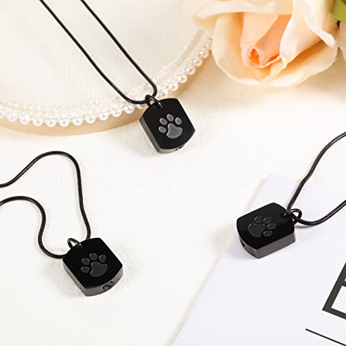 Yinkin 3 Pcs Pet Cremation Jewelry Urn Memorial Ashes Necklace for Women Men Animal Lover Keepsake Pendant Titanium Steel Pet Paw Print Necklace for Cat Dog Puppy Funeral with Filling Kit