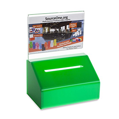 SOURCE ONE Acrylic Heavy Duty Donation/Ballot Box with Lock and Sign Holder - color: Green, size: 6 Pack
