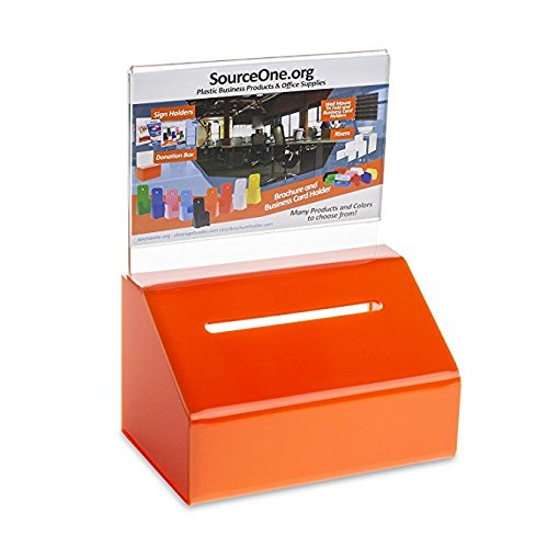 Acrylic Heavy Duty Donation/Ballot Box with Lock and Sign Holder - color: Orange, size: 40 Pack