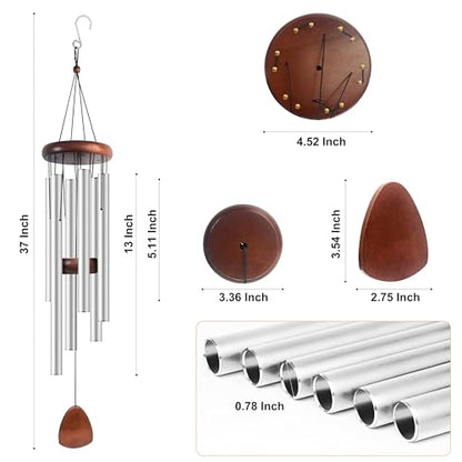 Bursvik 37" Aluminum Wind Chimes for Outside (2 Pack Silver) - color: Silver, size: Classic 2 Pack 37"