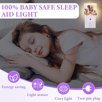 African Elephant Night Light,Plug-in Night Lights with Dusk-to-Dawn Sensor for Bedroom,Bathroom and Living Room Sleep Friendly lamp 0.5w - color: African Elephant