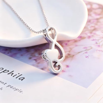 Music Note Urn Ashes Pendant Rhinestones Memorial Keepsake Jewelry Ash Keepsake Holder Memorial Jewelry for Women - color: Customize