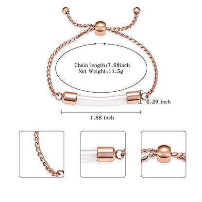 constantlife Stainless Steel Cremation Bracelet for Ashes - Transparent Glass Tube Urn Bangle Memorial Jewelry for Men Women - color: Rose Gold