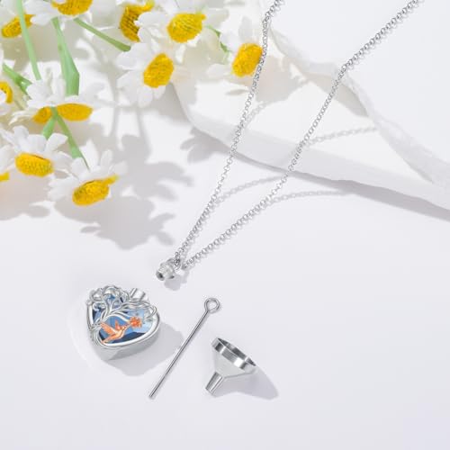 PELOVNY Urn Necklaces for Ashes of Loved Ones 925 Sterling Silver Personalized Heart Locket Urn Necklace Cremation Keepsake Memorial Jewelry Gifts for Women Men - color: Hummingbird Urn-2