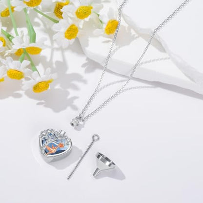 PELOVNY Urn Necklaces for Ashes of Loved Ones 925 Sterling Silver Personalized Heart Locket Urn Necklace Cremation Keepsake Memorial Jewelry Gifts for Women Men - color: Hummingbird Urn-2