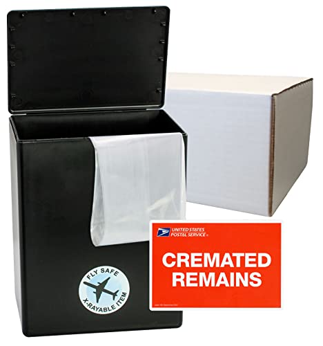 CarrySafe Urn - TSA Approved Fly-Safe and Temporary Travel Cremation Urn Kit for Human Ashes - Airline Friendly - 200 Cubic Inch Capacity - Airline-Ready Black Plastic Urn with Included Travel Box - color: Black