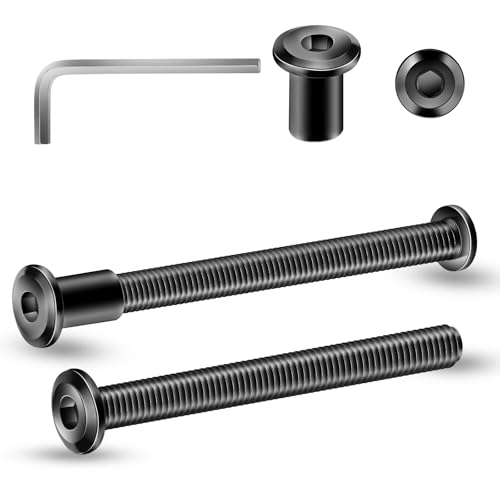 1/4-20 x 3 Inch 20Pcs Flat Head Hex Socket Cap Screws Bolts Barrel Nuts Kit, 304 Stainless Steel 18-8, Full Thread, Black Oxide by SG TZH (with Hex Spanner) - color: Black, size: 1/4-20 x 3"