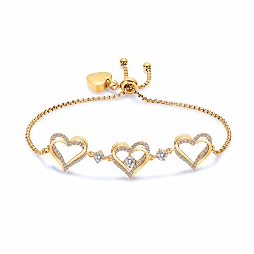 shajwo Heart Urn Bracelet for Ashes for Women - color: Gold-White