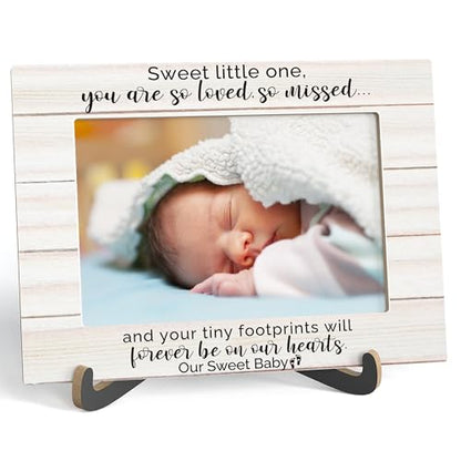 Miscarriage Picture Frame, Sweet Little One You Are So Loved So Missed - Wooden Tabletop Photo Frame With Stand, Miscarriage Gift For Mother, Loss Of Baby Sympathy Gifts For Parents, A17 - style: Sweet Little One
