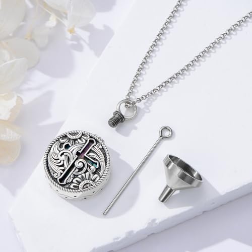 PELOVNY Urn Necklaces for Ashes of Loved Ones 925 Sterling Silver Personalized Heart Locket Urn Necklace Cremation Keepsake Memorial Jewelry Gifts for Women Men - color: Cross Urn