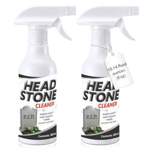 Mixweer 2 Pcs 20 Fl oz Cemetery Headstone Cleaner for Graves Tombstone Cleaning Solution Removes Dirt for Marble, Granite, Concrete, Marble, Sandtone, Slate, Limestone Daily Cleaner