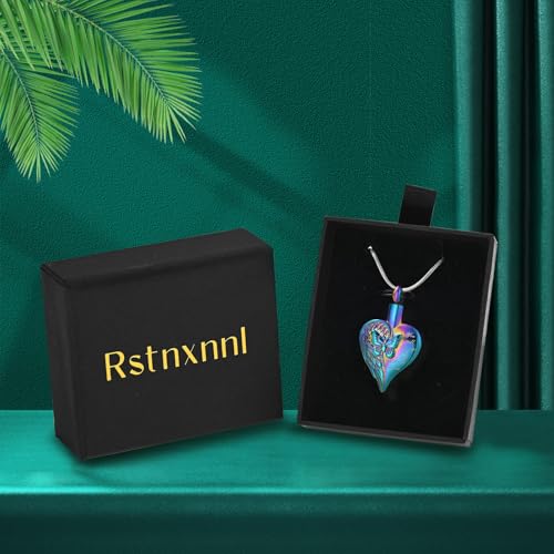 Love Heart Cremation Jewelry Urn Necklaces Butterfly Urn Necklaces for Ashes Memorial Keepsake Pendant for Women Men Gifts With Funnel Kit & Bag - color: Rainbow